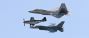 F-22, F-16, and P-51 Mustang